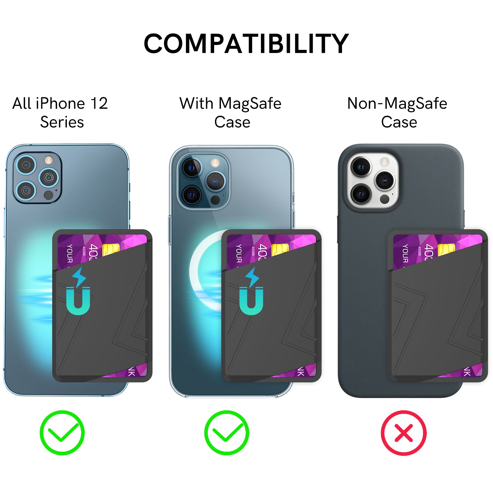 AHASTYLE PT133-C Magnetic Card Holder Silicone Phone Credit Card Sleeve Pocket AHASTYLE PT133-C Magnetic Card Holder Silicone Phone Credit Card Sleeve Pocket